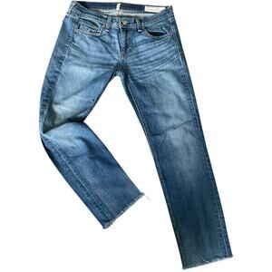 EUC Rag & Bone Dre Low Rise Crop Slim Boyfriend Jeans Raw Hem Blue Denim Size 26